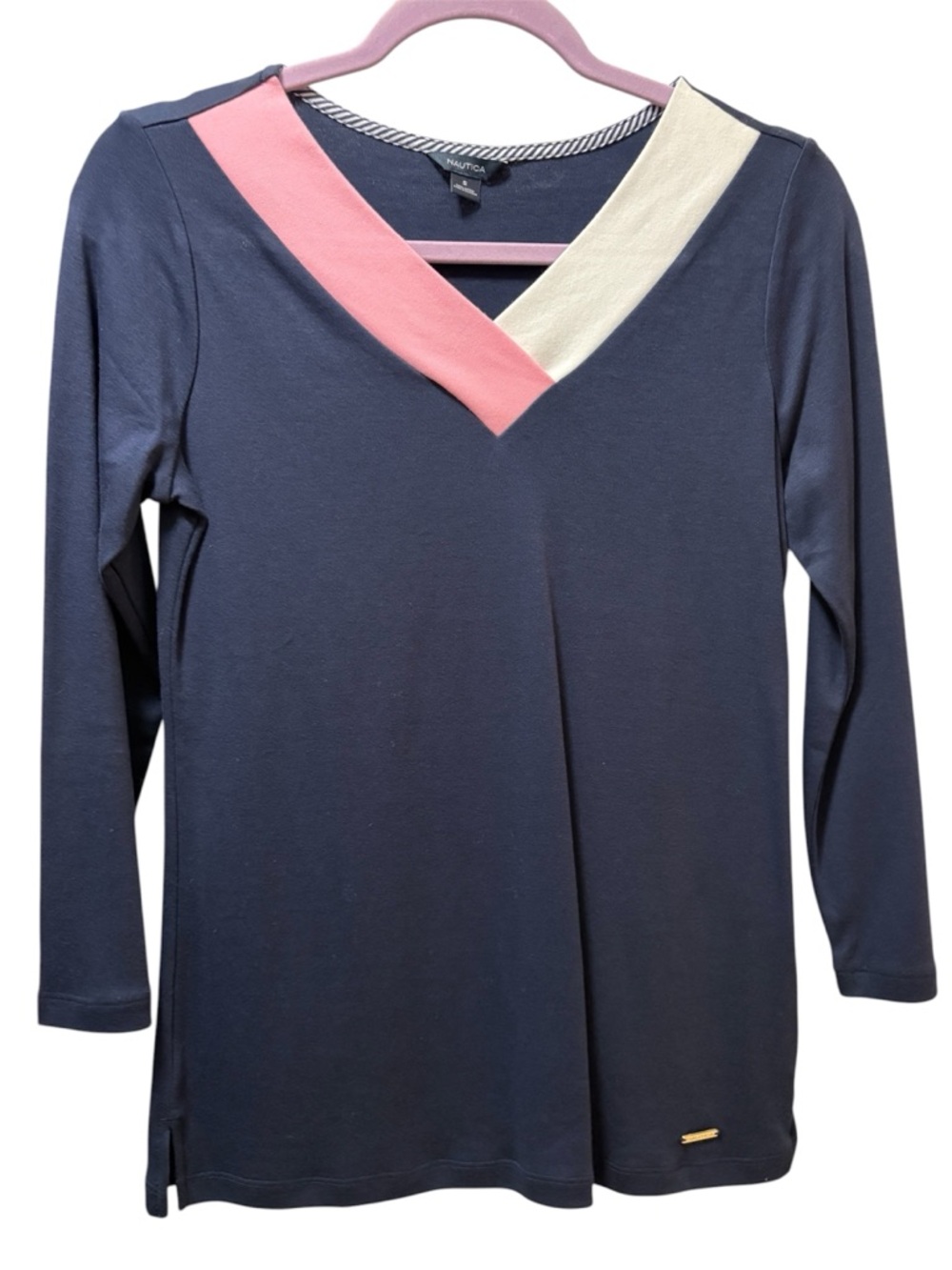 Nautica Navy 3/4 Sleeve Top